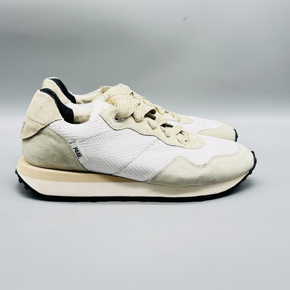 P448 Shoes Women 10 White Suede Mesh Cancun Retro Runner Surf Athletic Sneaker